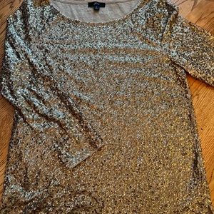 J crew gold sequin top